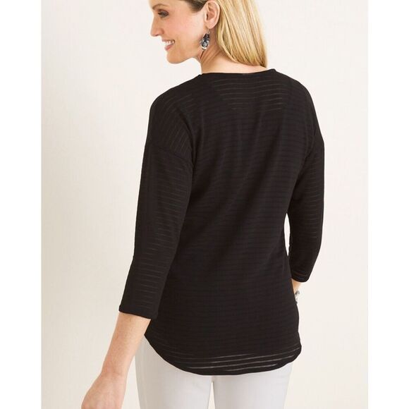 Chico’s shadow strip size Medium white tie front top - Picture 7 of 8